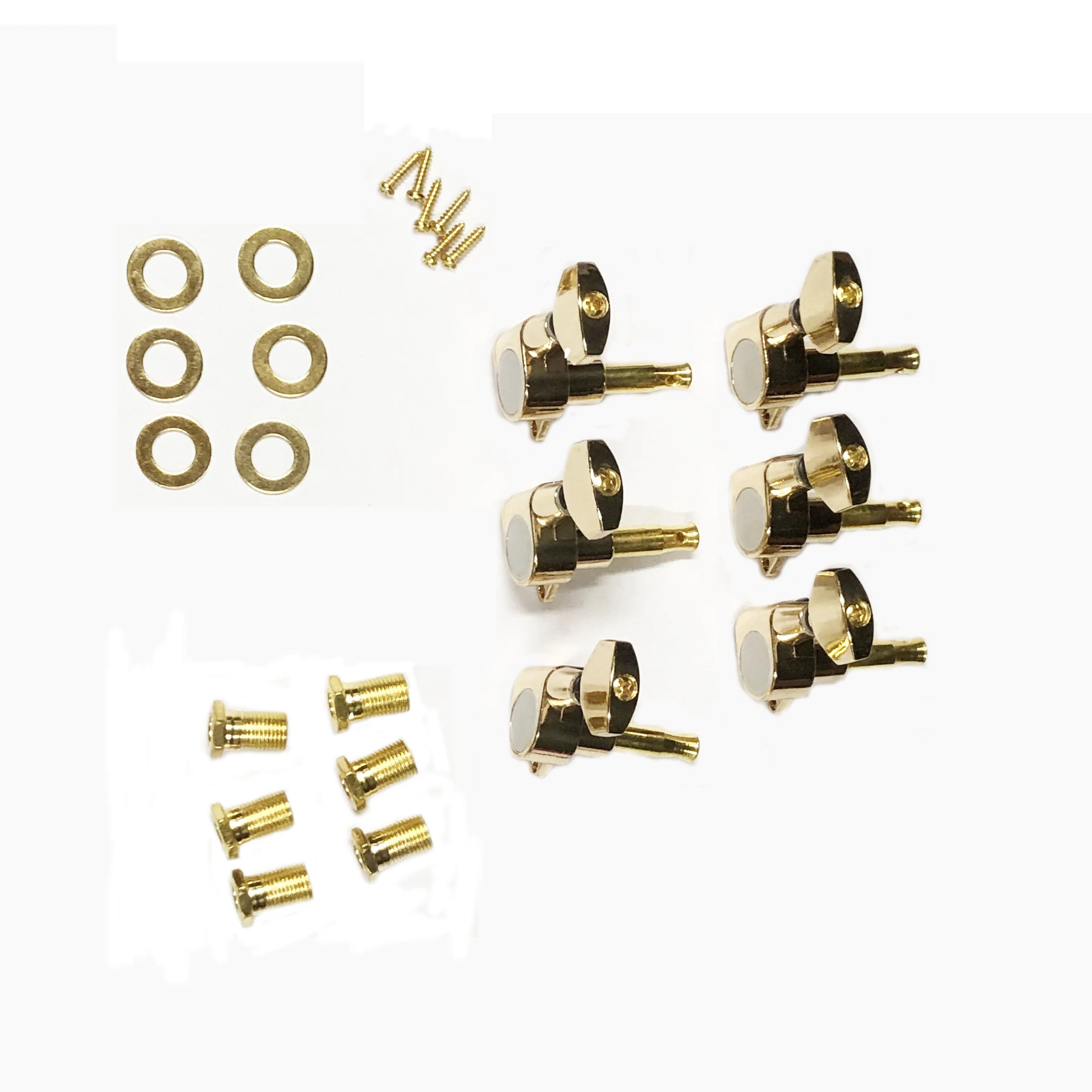 

1set 6pcs In line Electric Guitar Tuner In Gold Sliver Color For 10mm Holes Guitar Machine Heads With Screws And Gaskets