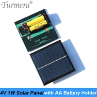 turmera 1w 4v solar panel 90x90mm charging device with 2aa ni mh battery holder for diy power system electric toy and lamps use
