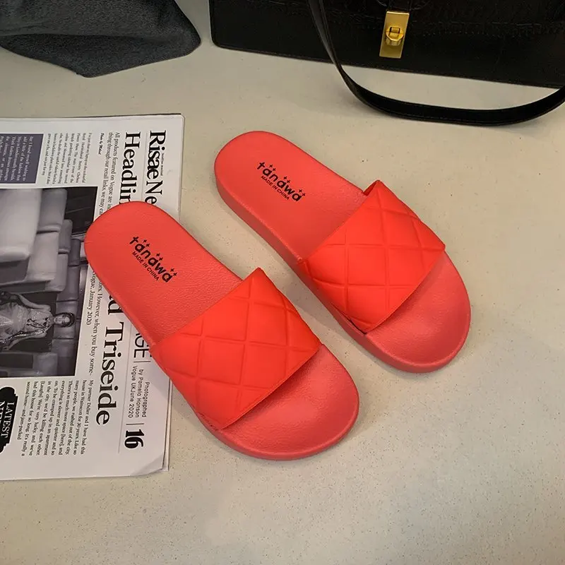 

Women 2021 Summer New Sandals Weave Soft Soles Comfortable House Slippers Indoor Female Plus Size Bathroom Flat Flip Flop