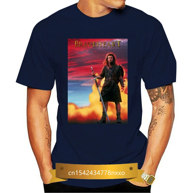 

Classic Movie Poster Braveheart Printed T Shirt Men Cool Design High Quality Tops Custom Hipster Tees Retro style T-shirt O118