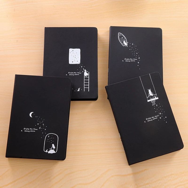 

Black Card Notebook Diary DIY Blank Black Paper Sketch Book 96