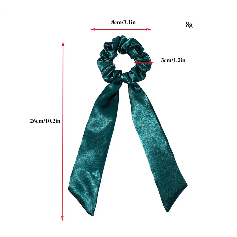 

Tie-dye Gradient Solid Color Long Ribbon Hair Rope Women Ponytail Hair Accessories Satin Bow Scrunchies Elastic Hair Bands
