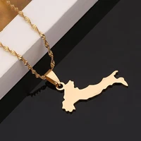 stainless steel map of italy pendant necklace trendy italian map chain women jewelry