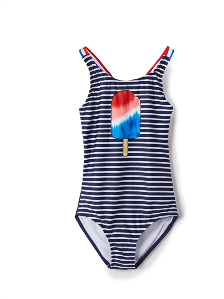 Слитный купальник для девочек Купальные костюмы Детский слитный в полоску с