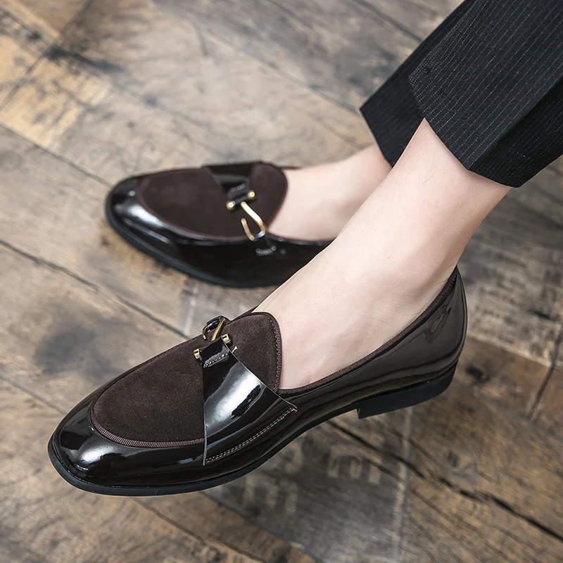 

Luxury Brand men shoes Leather Fashion Men Business Dress Loafers Pointy Black Breathable club party Shoes men footwear