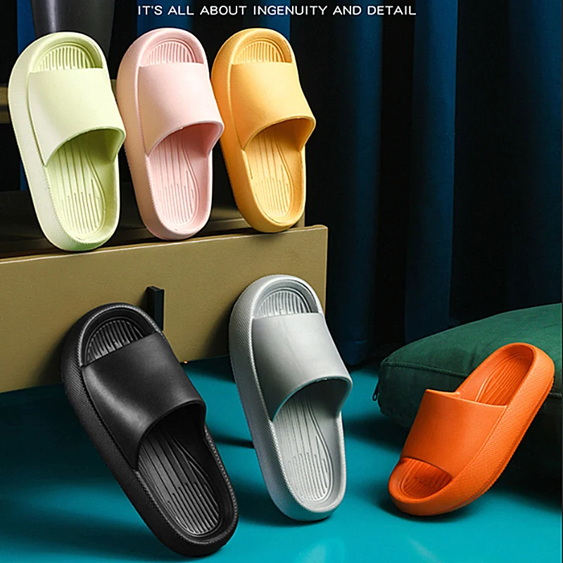 

Women Thick Platform Slippers Summer Beach Eva Soft Sole Slide Sandals Leisure Men Ladies Indoor Bathroom Anti-slip Shoes Light