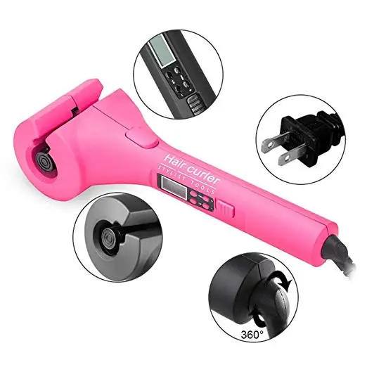 

Hair Curler Wand Ceramic Automatic Curling Iron Machine with Time Temperature Curling Direction Setting for All Hair Types