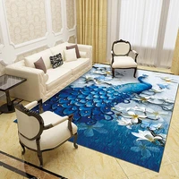 peacock carpet 3d printed carpet square anti skid area floor mat rug non slip mat dining room living soft carpet style 1