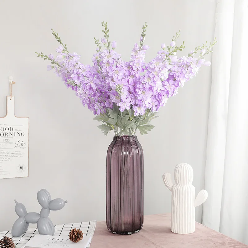 87 см фиолетовый delphinium DIY букет орхидей Шелковый гиацинт Континентальный Искусственные цветы Свадебные, домашние, вечерние, рождественские украшения