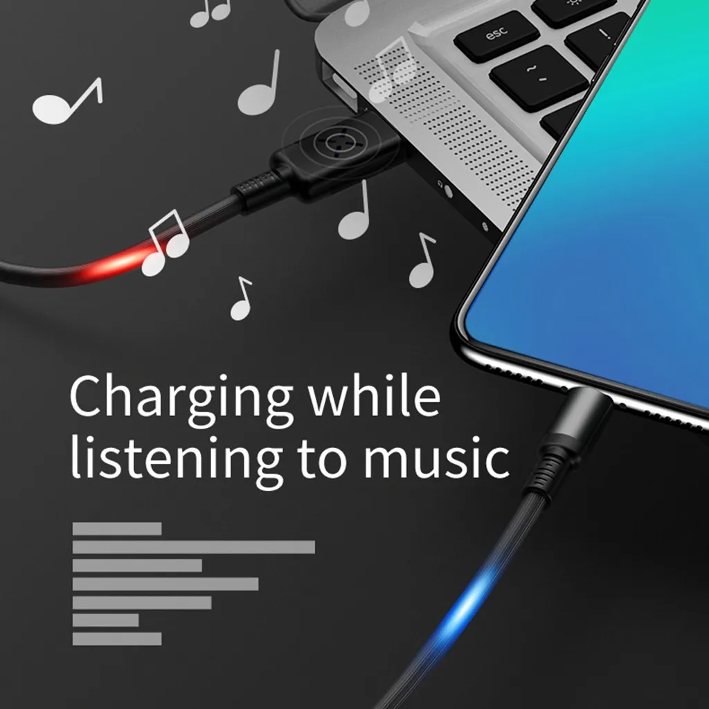 Микро Usb кабель 1 м Голосовая активированная подсветка быстрое зарядное