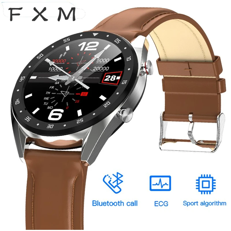 FXM Новые смарт часы мужские спортивные BTcall SmartWatch ECG + PPG HRV отчет пульса тест