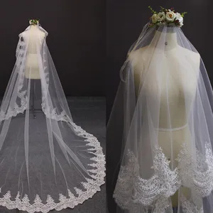 Фата с блестками, кружевная, без гребня, 3 метра