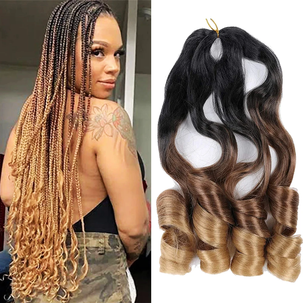 Dansama  Loose Wave Synthetic Crochet Braid Hair Ombre Spiral Curls Pre Stretched Braiding Hair Extensions For Black Woman