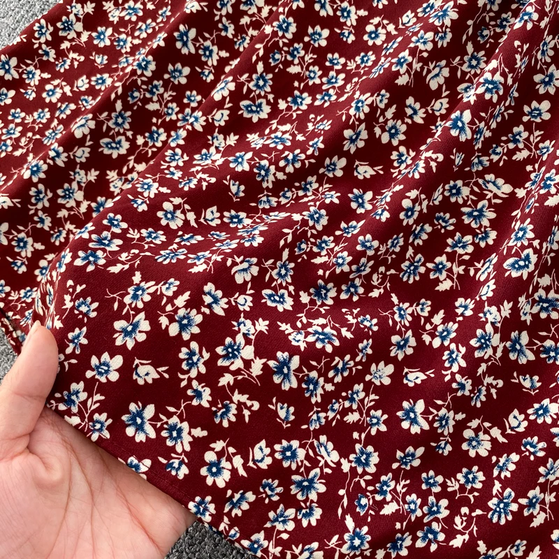 

Women Elegant Bow Tie Collar Long Sleeve Vintage Dress Robe Femme Spring Fashion Female Dress French Style Floral Dress