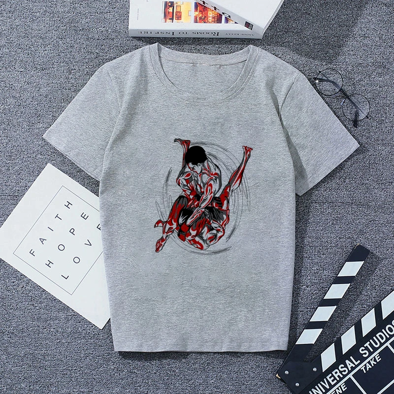 774820 Повседневная футболка с коротким рукавом мужская серая хлопковая крутая