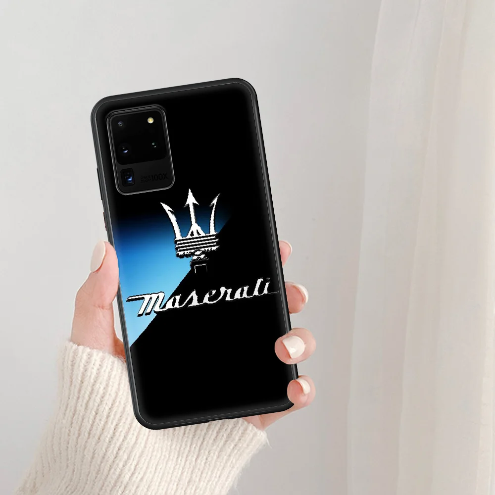 

Maserati Luxury Sport Car Phone Case For Samsung Galaxy Note S 8 9 10 20 Plus E Lite Uitra black Shell 3D Hoesjes Fashion Cover