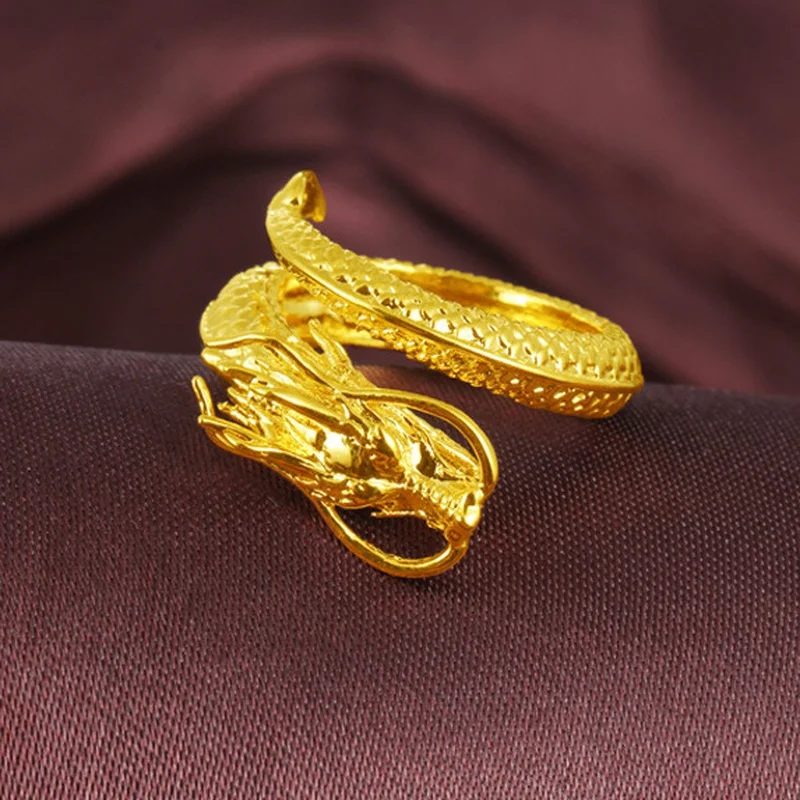 

New Creative Trendy Popular Dragon-Shaped Men's Ring Light Luxury Fashion Trend Domineering Niche Men's Ring Gift