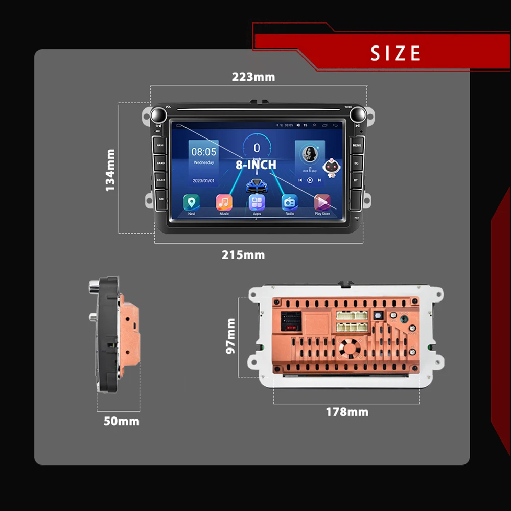 Автомагнитола Podofo 2 din Android 10 0 GPS AI голосовой мультимедийный плеер для