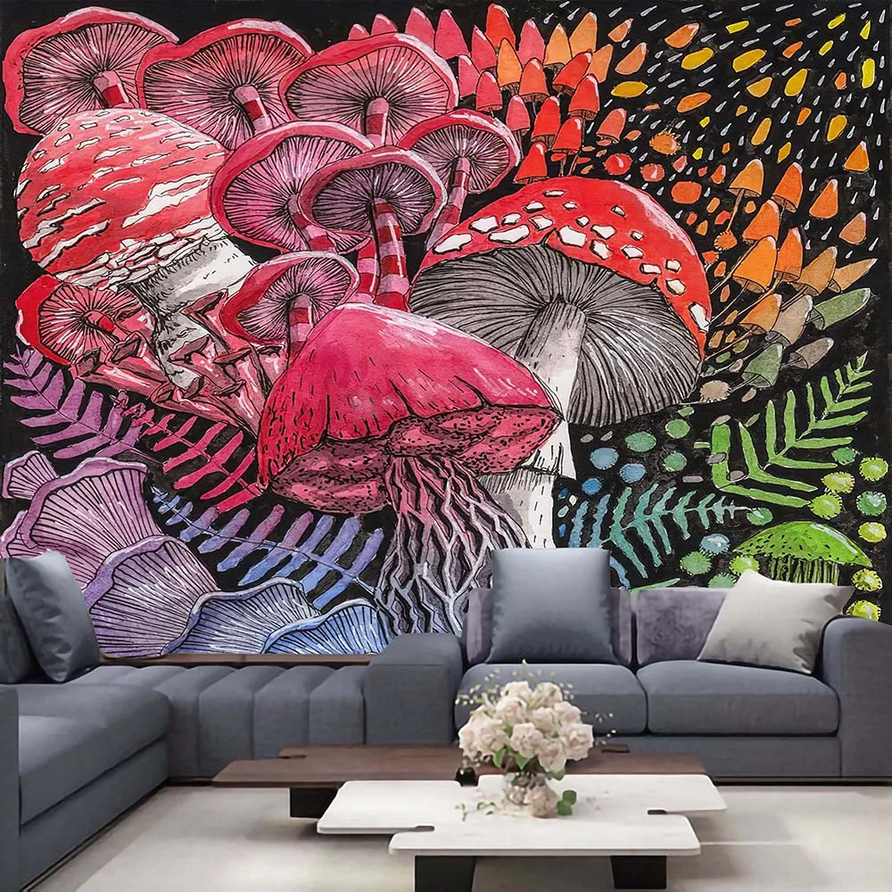 Фиолетовый гриб индийская МАНДАЛА ГОБЕЛЕН настенный подвесной Богемный