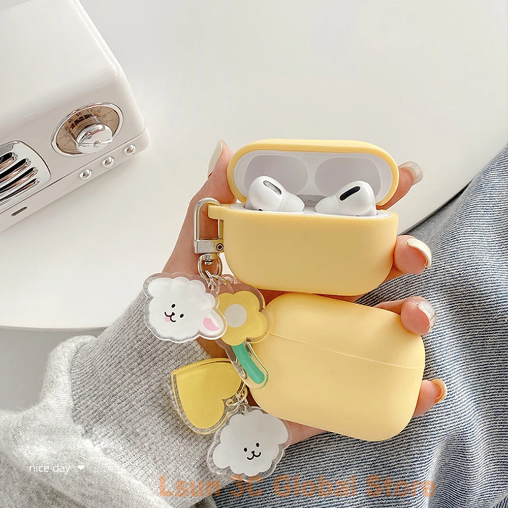 Чехол-накладка для Airpods 1 2 AirPods Pro Футляр жемчуга силиконовый с милыми цветами в