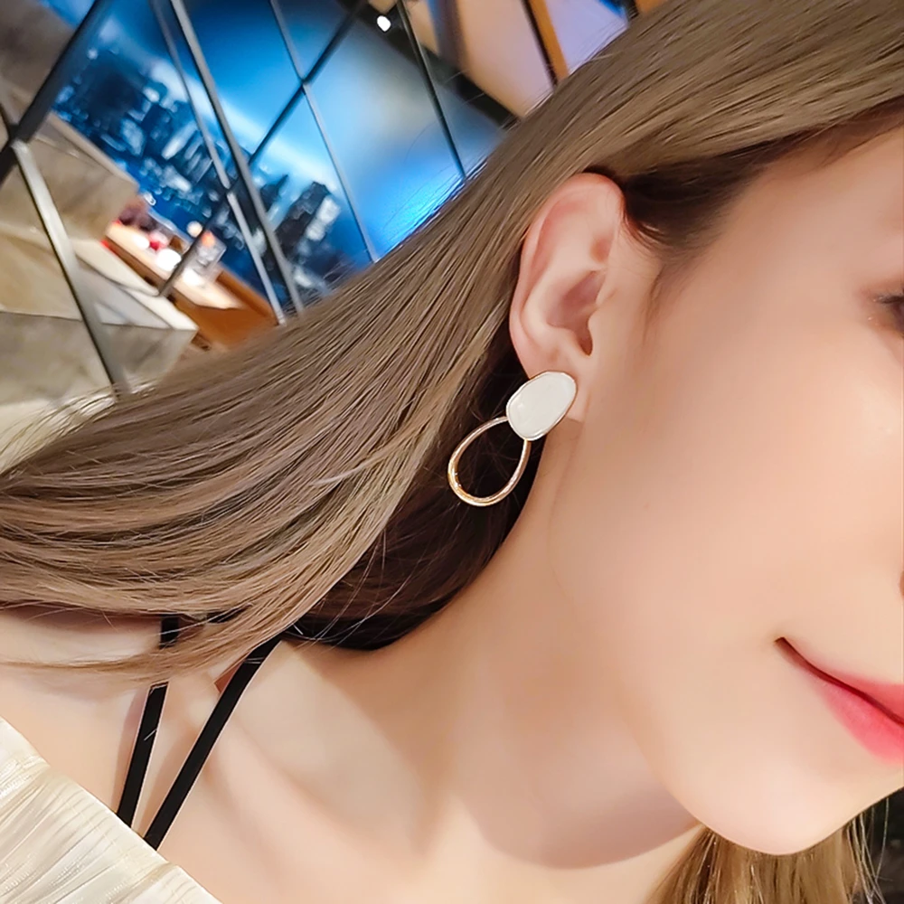 Корейские серьги для женщин Простые Ювелирные изделия эмаль геометрические