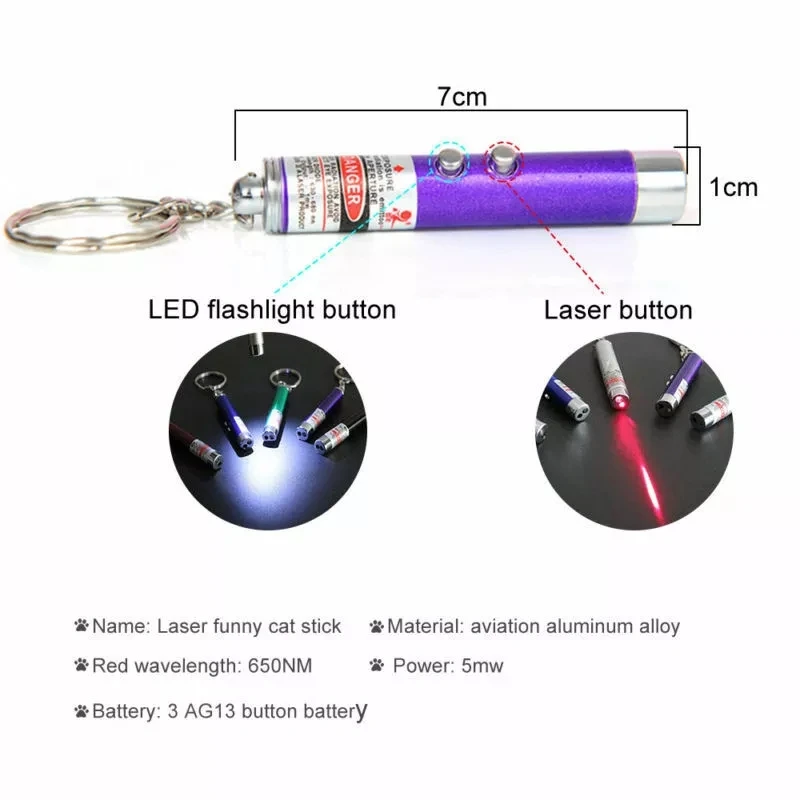 

1pcs Funny Pet LED Laser Pet Cat Laser Toy 650NM Red Dot Laser Light Toy Laser Sight Pointer Laser Pen Interactive Toy with Cat
