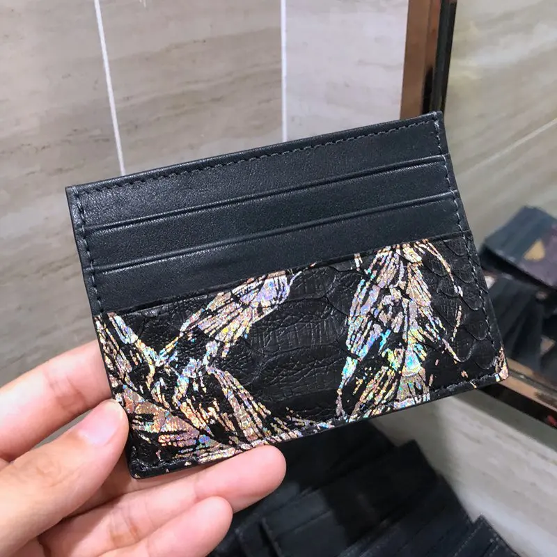 Card Holder CAJIFUCO ультратонкая кожа питона Porte Carte змеиная кожа кредитный держатель для карт кожаный кошелек для монет - Цвет: Card Holder