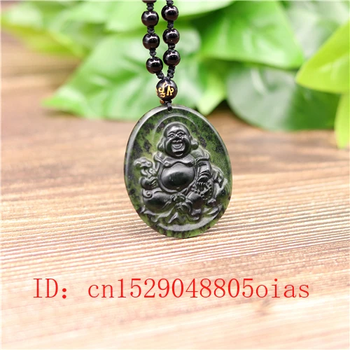 Подвеска из натурального черного и зеленого китайского нефрита Maitreya