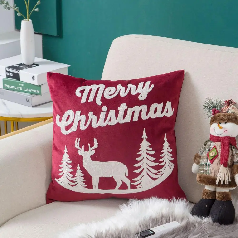 

Fashion Christmas Pillow Cover Single Side Printed Skin-friendly Christmas Pillowcase Hidden Zipper Cushion Case