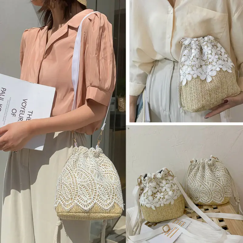 Плетеная соломенная сумка-тоут на ремне для женщин богемный Плетеный тоут через