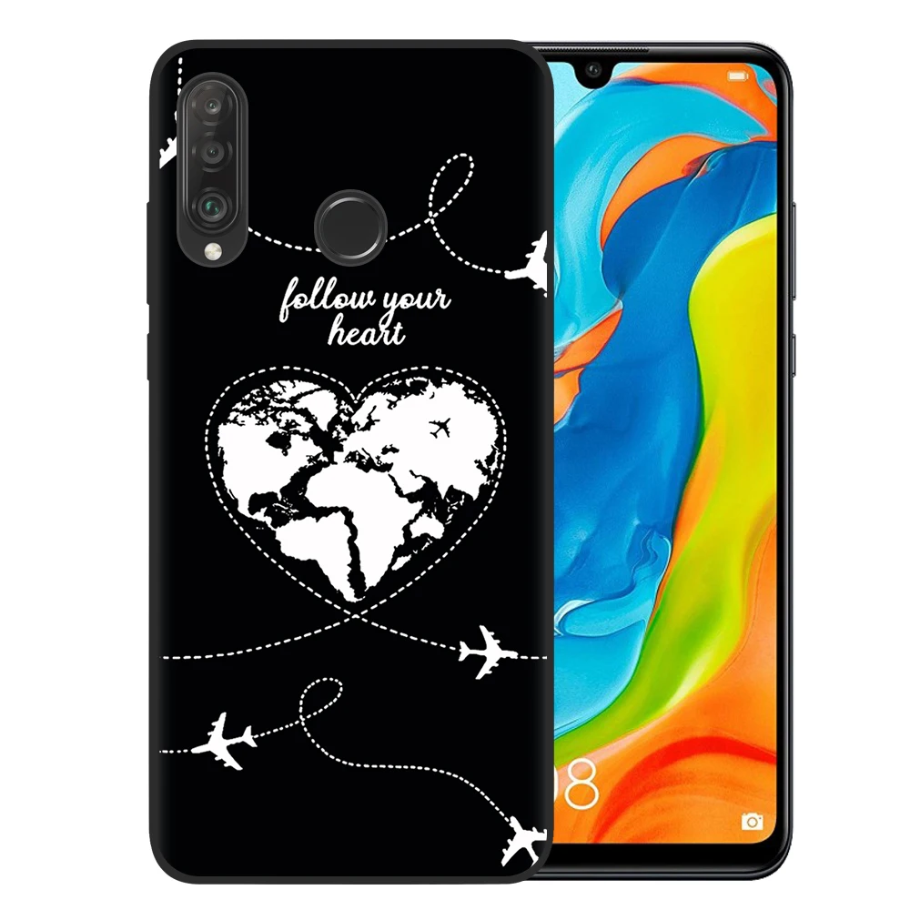 Мягкий чехол для телефона World Map Travel Just Go для Huawei P10 P20 P30 P40 Lite E Mate 20 Pro черного цвета.