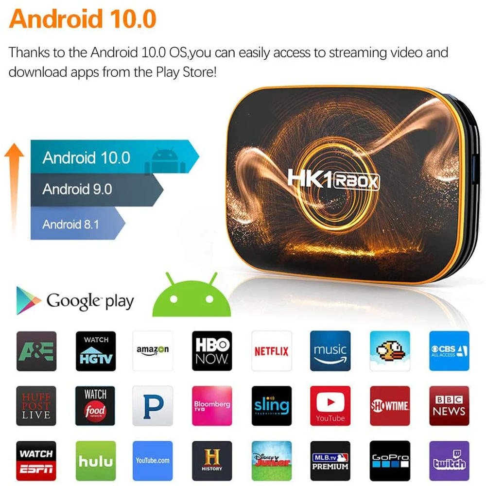 HK1 RBOX R1 Smart Android 10.0 TV Box 2G 4G 64G 128G RK3318 android tv Media player1080p 2.4G&5G Dual Wifi 4k PK T95 Set Top Box