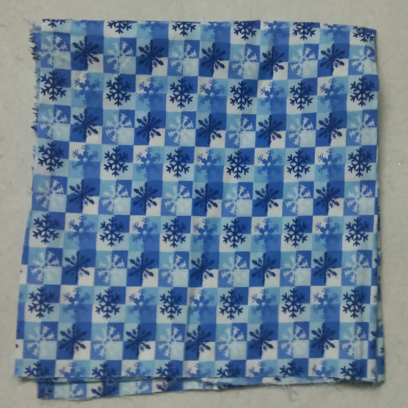 Brand New Design Christmas Blue Snowflakes Printing and Dyeing 100% Cotton Fabric 50x105cm X'mas Patchwork Cloth Dress Ho | Дом и сад