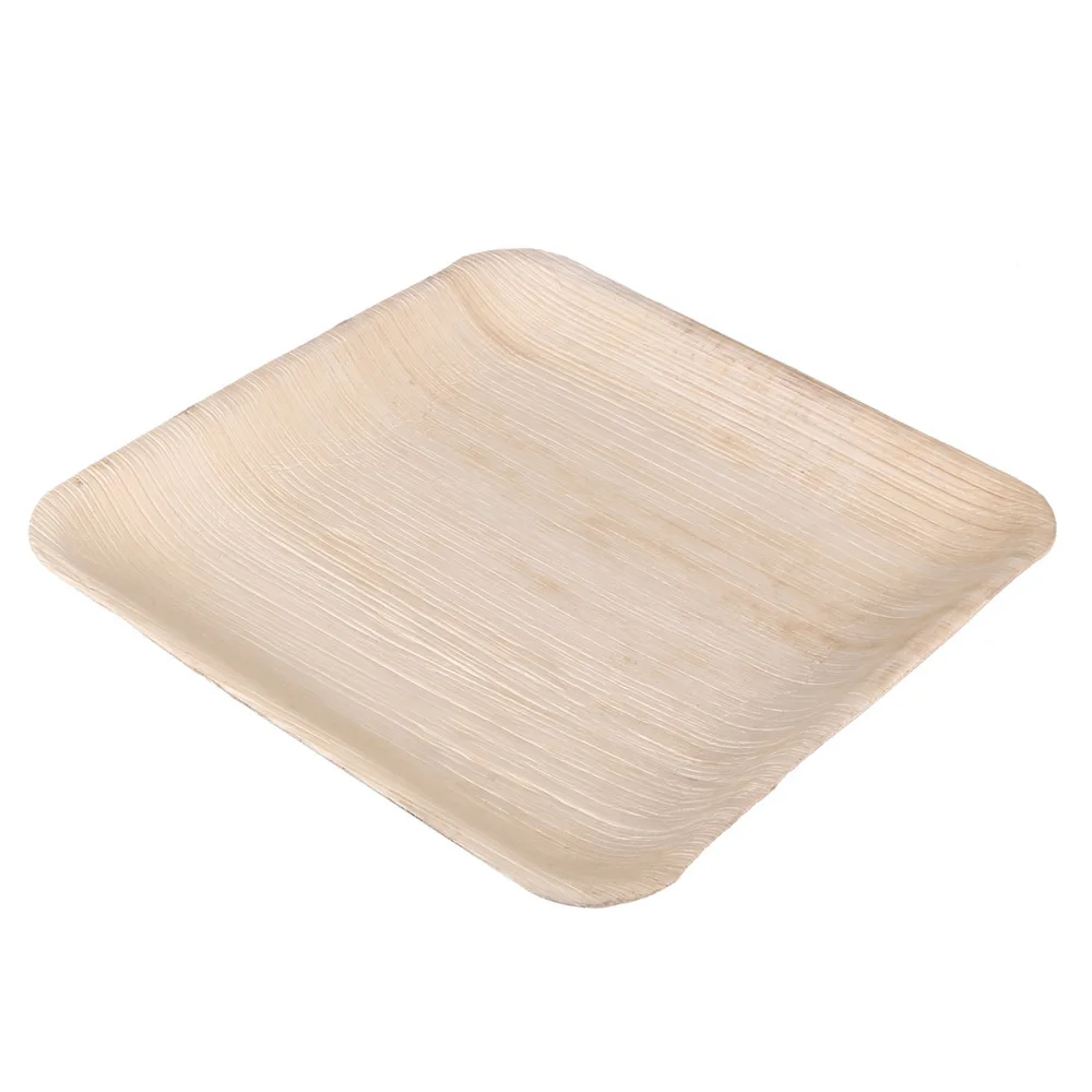 

10PCS 8 Inches Frond Disposable Tableware Party Service Tray Dessert Dishes Plates for Birthday Picnic (Square)
