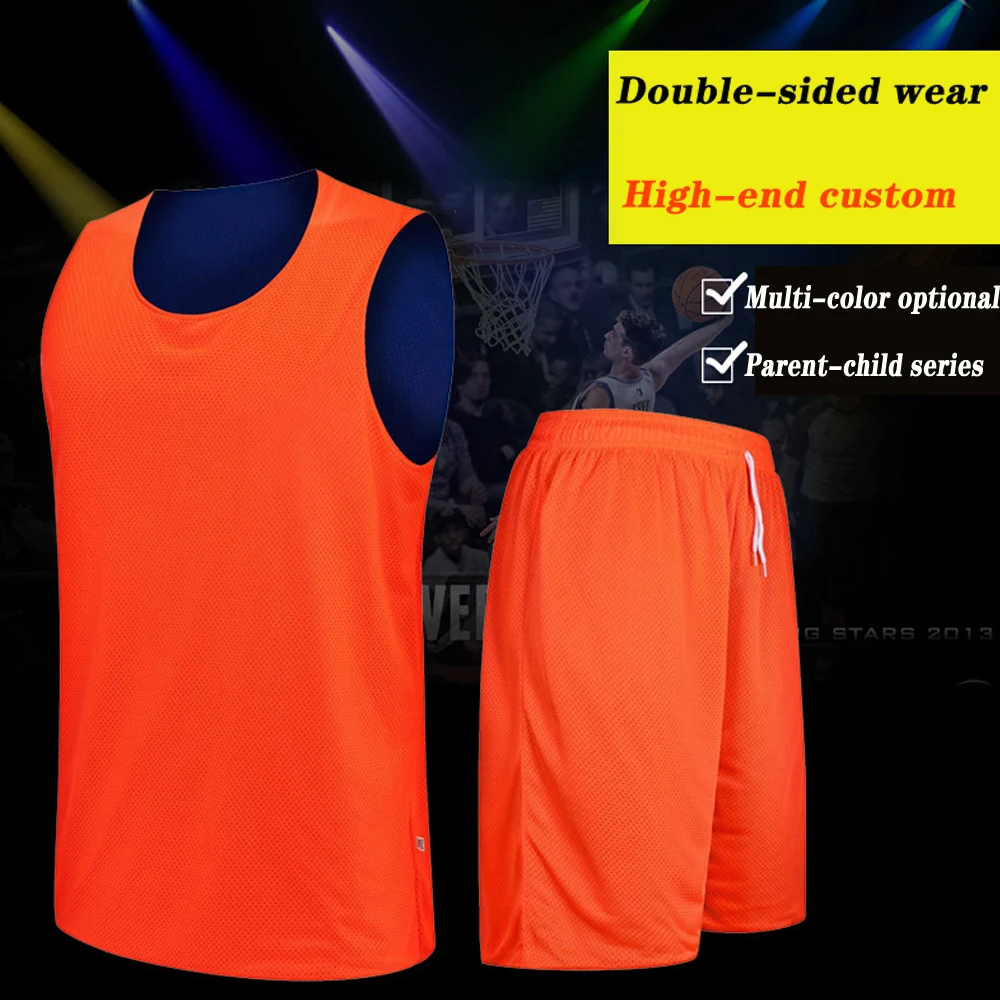 Новинка двусторонний баскетбольный костюм для родителей и детей майка мужчин