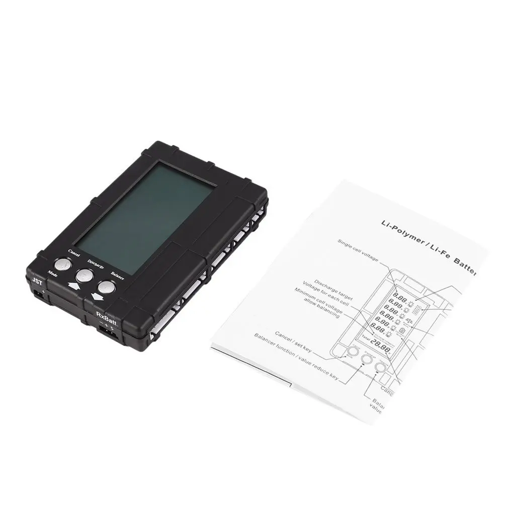 

3in1 Battery Balancer LiPo/LiFe 2-6s Balancing Discharger Voltage Meter Tester LCD Screen Register JST Connector for RC Model ht