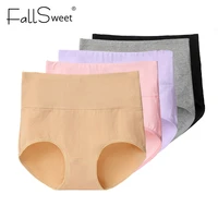 fallsweet 5 pcspack high waist women panties tummy control briefs cotton slimming underwear plus size