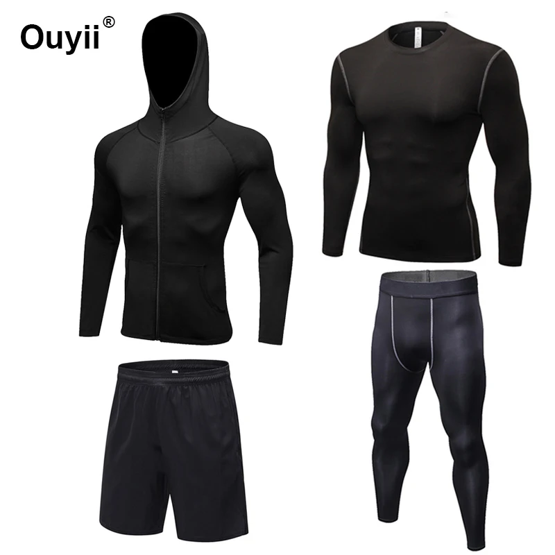 Новый мужской спортивный костюм быстросохнущая Спортивная одежда для бега