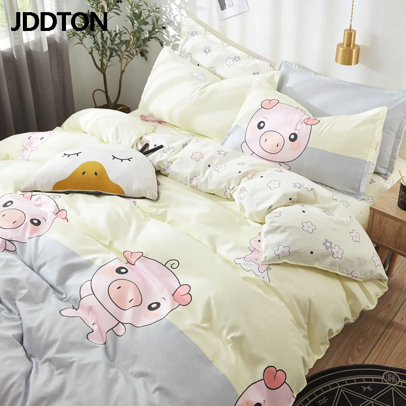JDDTON классический Комплект постельного белья Happy Pink Pig постельное белье пододеяльник набор AB боковая Кровать Простыня Набор наволочка BE068