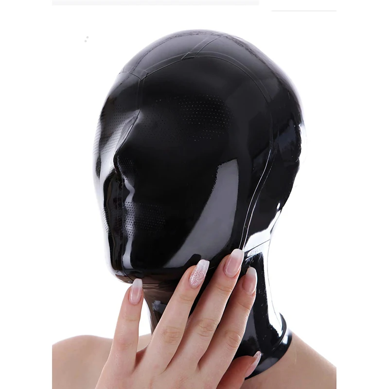 Латексный капюшон сексуальная резиновая Фетиш маска черный дышащий головной