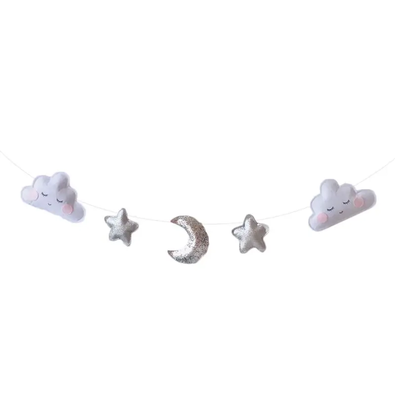 Детская комната фетровое облако звезда Луна гирлянды веревка настенные
