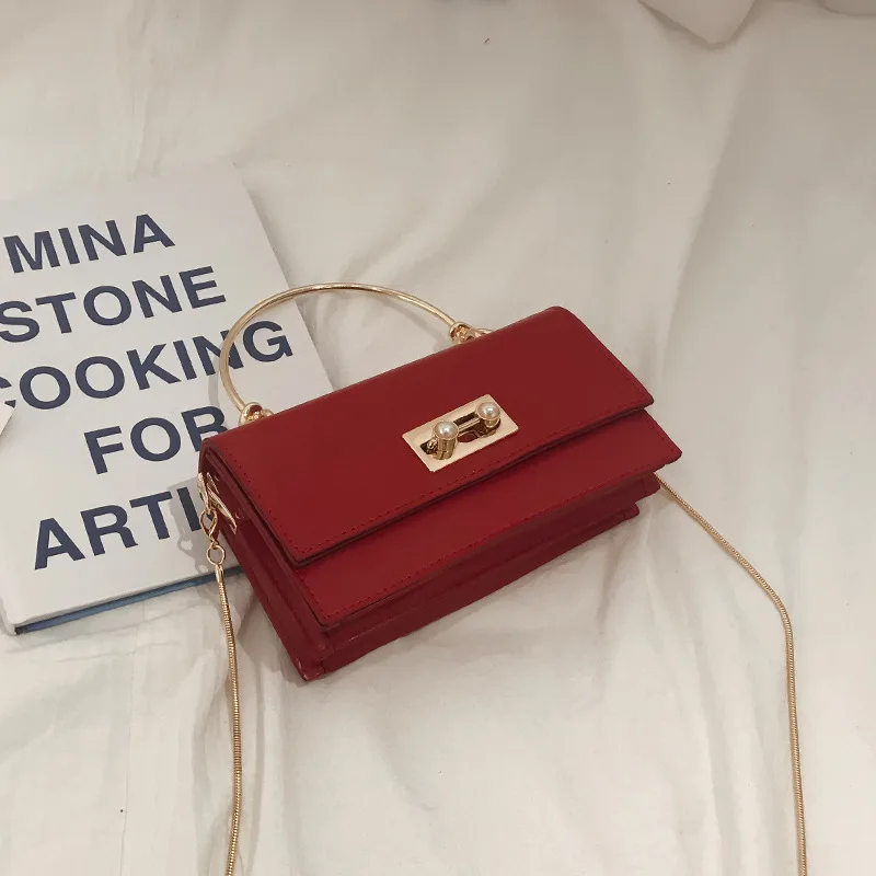 

New ladies metal hand-held chain small square bag multi-functional fashion all-match single shoulder messenger bag female bag