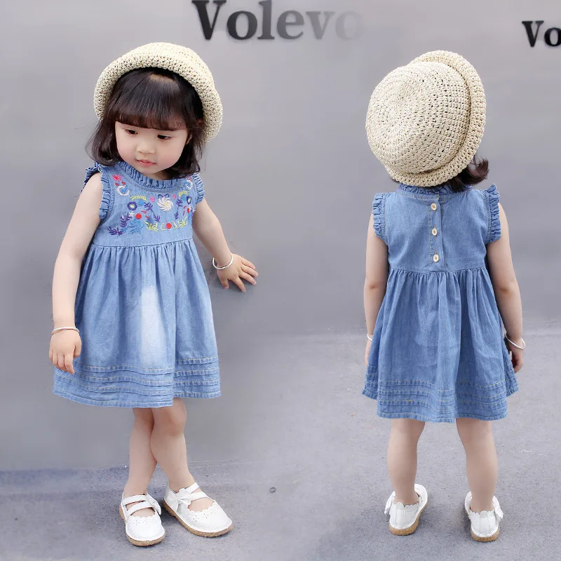 Ковбойское платье для девочек Летняя детская одежда Модные уличные платья с