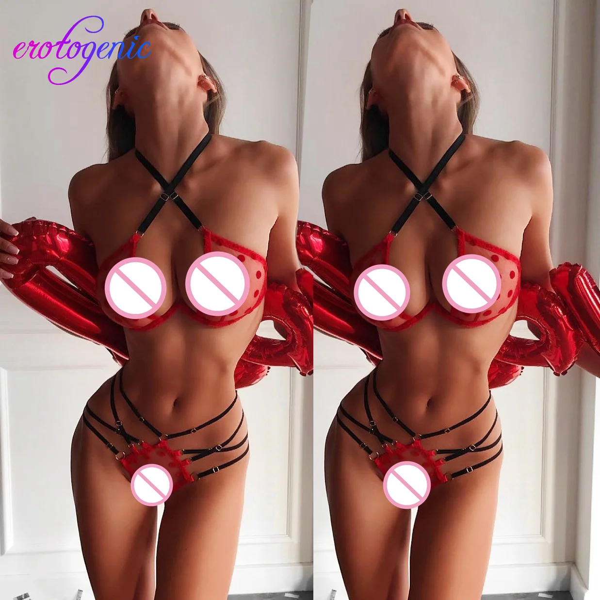 Эротический секс-шоп женское нижнее белье новое сексуальное Сетчатое красное с