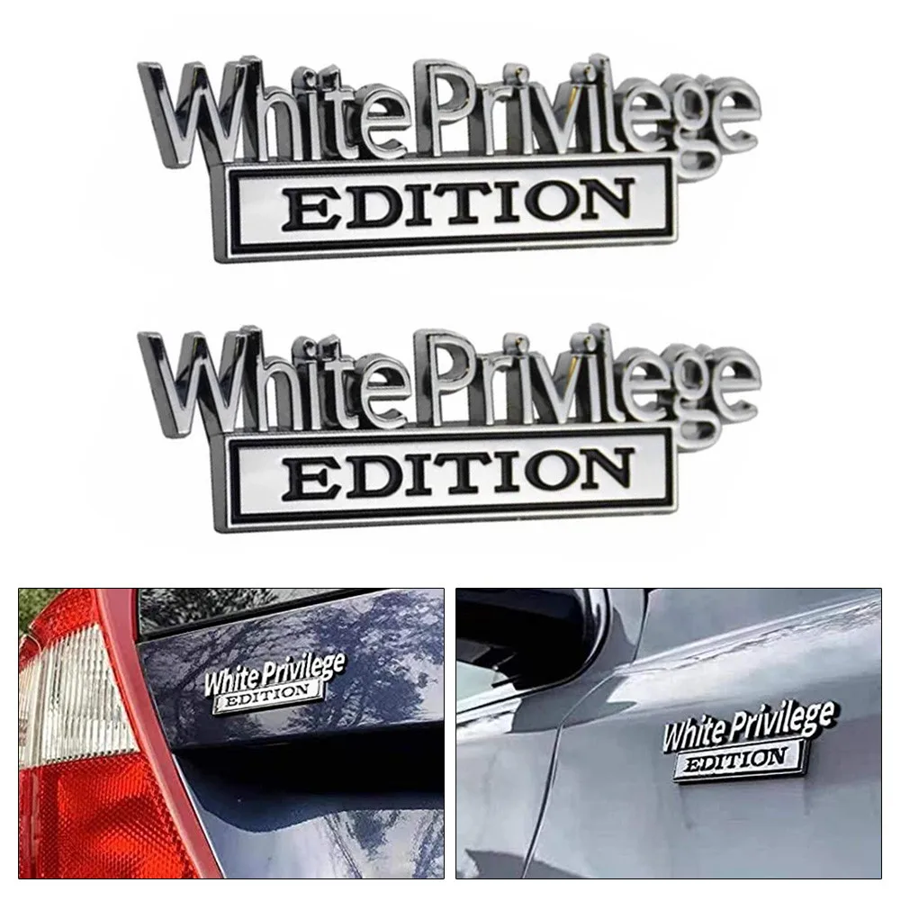 2Pcs 3D Metal Labeling Car Truck Emblem Badge Decal Chrome Car Styling Metal White Privilege Edition Car Sticker Decal