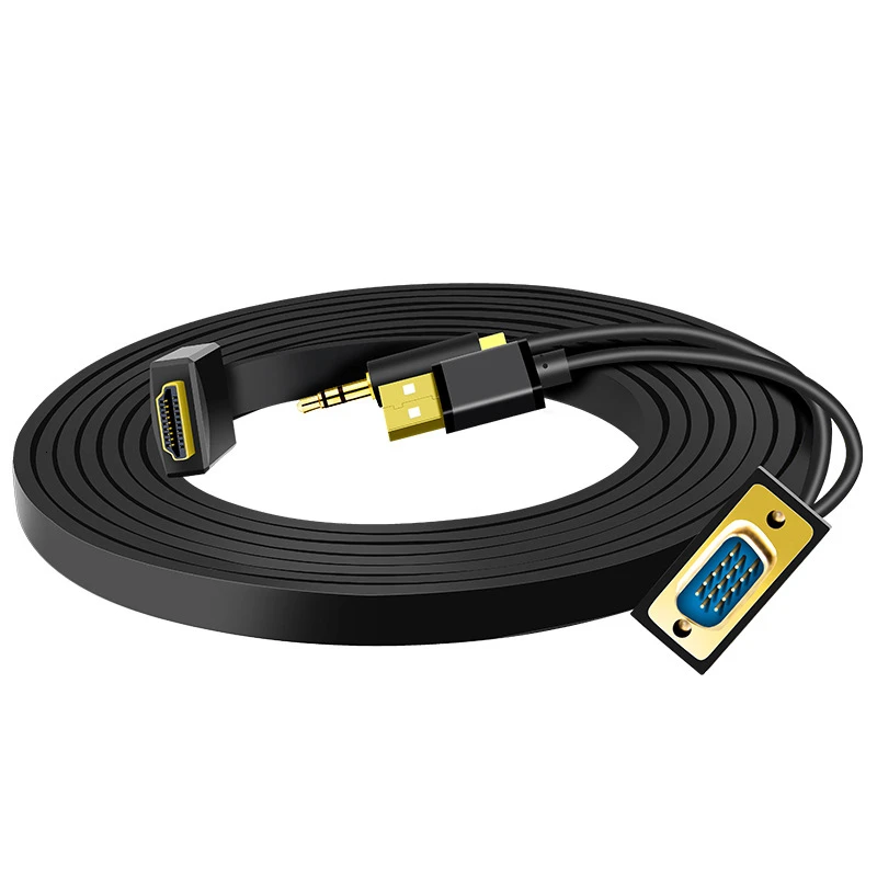 Кабель-преобразователь SeenDa VGA в HDMI Переходник штырь-гнездо с поддержкой аудио 1080P