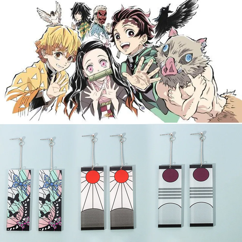 

Acrylic Drop Earrings Anime Demon Slayer Kimetsu no Yaiba Blade of Ghost Earings For Women Men Cosplay Jewelry Accessories Gift