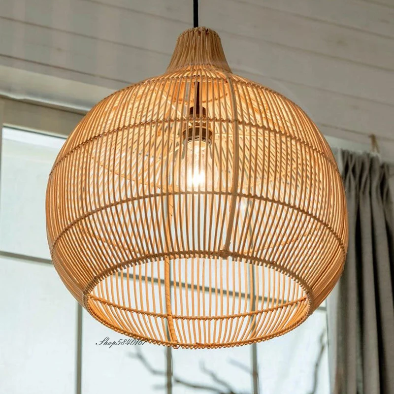 Vintage Rattan Pendant Lights Hand-woven Hanging Lamp for Living Room Decoration Dining Lamps E27 Suspension | Освещение