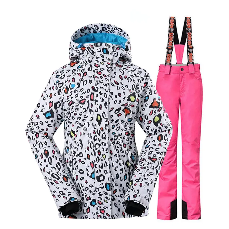 Женский белый леопардовый водонепроницаемый ветрозащитный спортивный костюм
