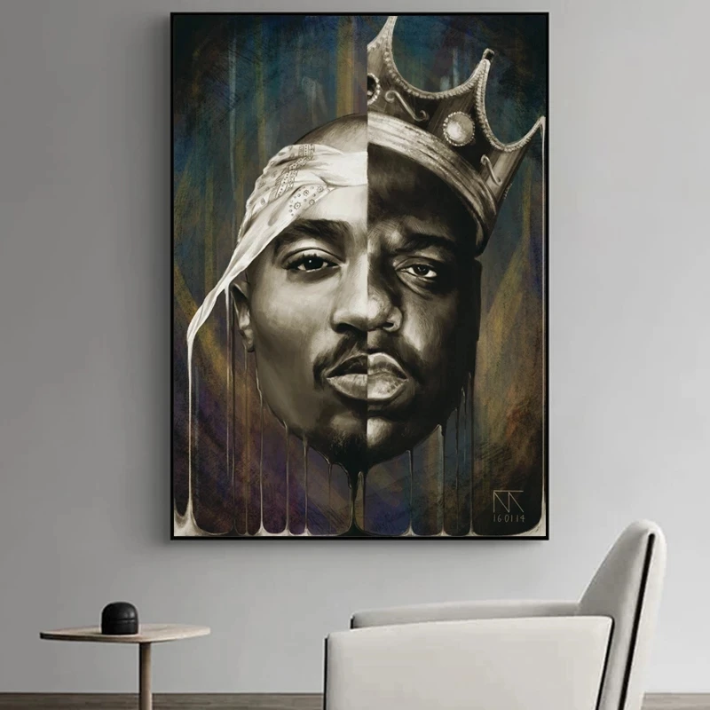 

Famous Rapper Portrait of Tupac Canvas Paintings On The Wall Posters and Prints 2Pac Canvas Pictures for Home Living Room Decor